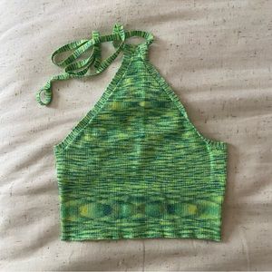 Wild Fable green marbled knit halter crop top